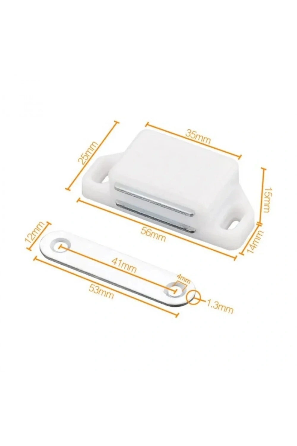 Mıknatıslı Plastik Mobilya Kapak Kilidi 36x25x15mm - Beyaz