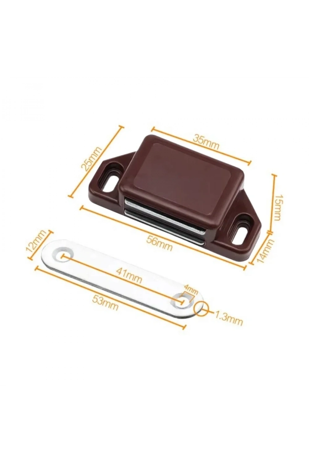 Mıknatıslı Plastik Mobilya Kapak Kilidi 36x25x15mm - Kahverengi