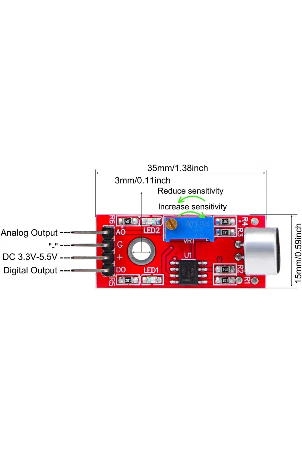 Mikrofon Ses Sensör Modülü Arduino Uyumlu KY-038