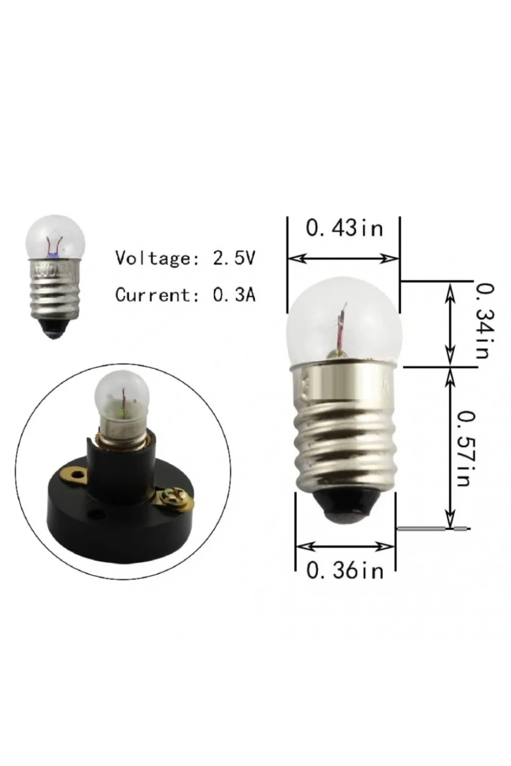 Mini Ampul - Deney Ampulü - Fener Ampulü E10 Ampul 1 Adet