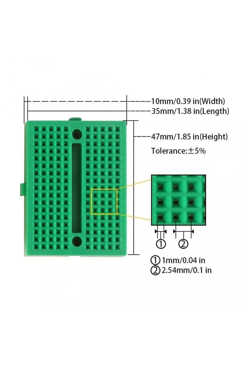 Mini Breadboard Yeşil Yapışkanlı 170 Pin 1 Adet