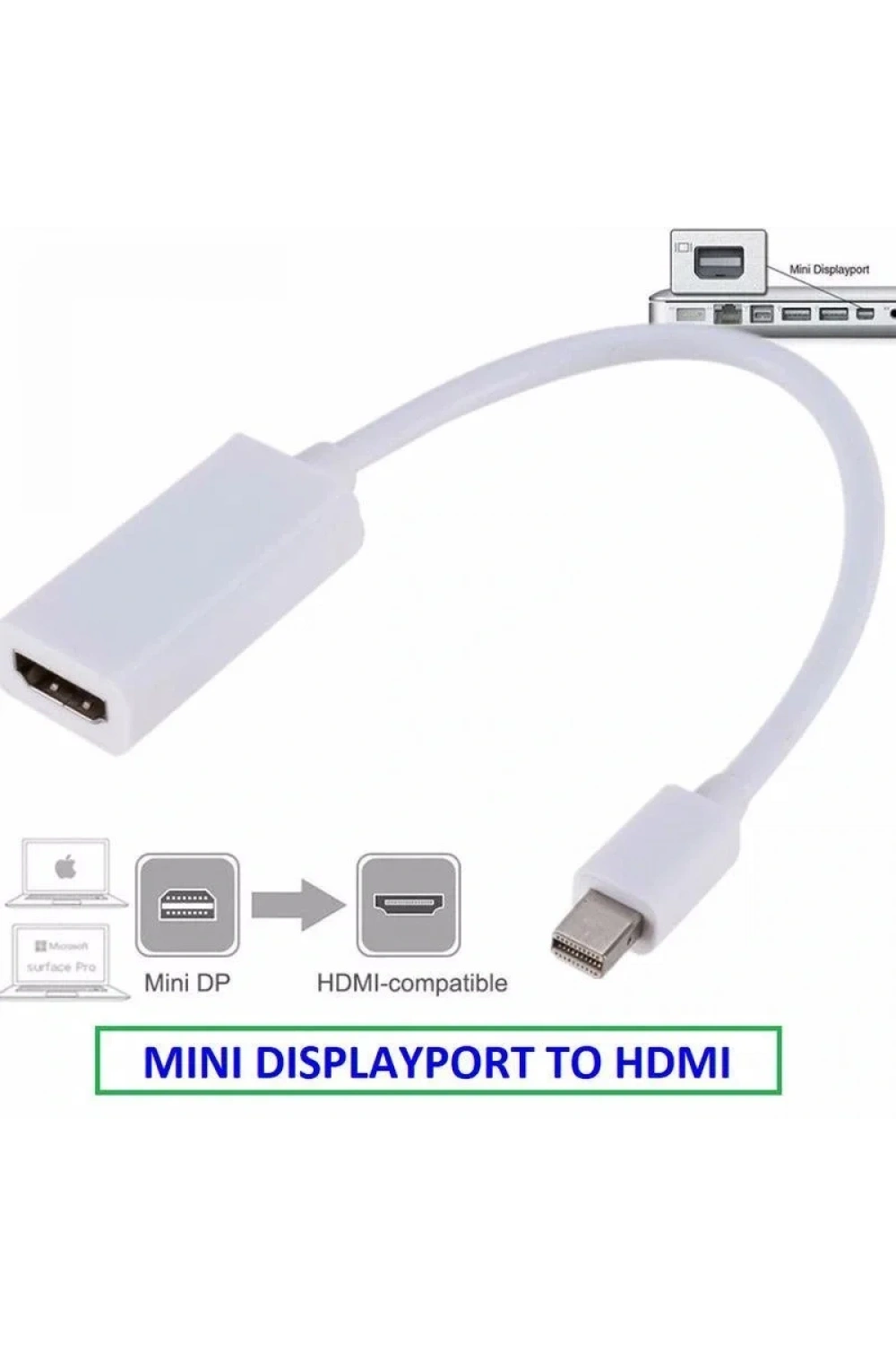 Mini Displayport to HDMI Dönüştürücü Adaptör Beyaz