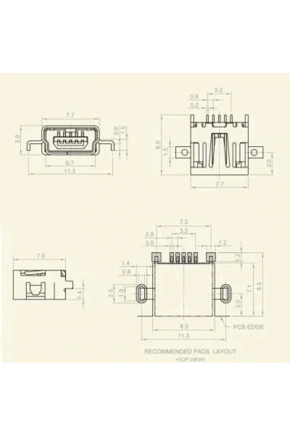 Mini Usb B SMD Şase
