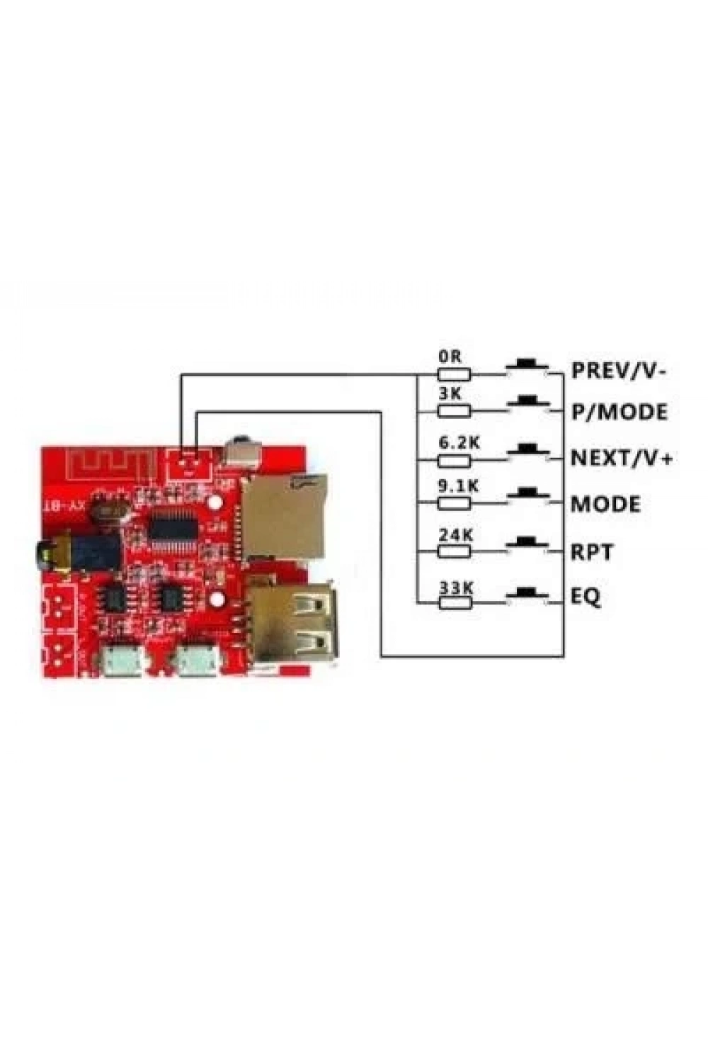 MP3 Kumandalı Bluetooth Amfi Devresi SD Kart + USB