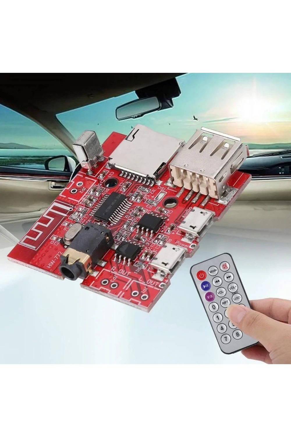 MP3 Kumandalı Bluetooth Amfi Modülü SD Kart + USB