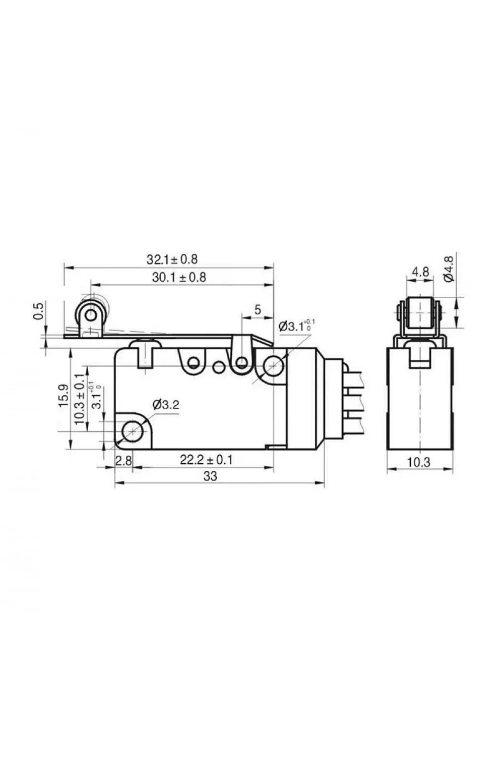 MT3-BAA300L87-GA300 SPDT NO+NC 3-Pin Su Geçirmez Kablolu Micro Switch
