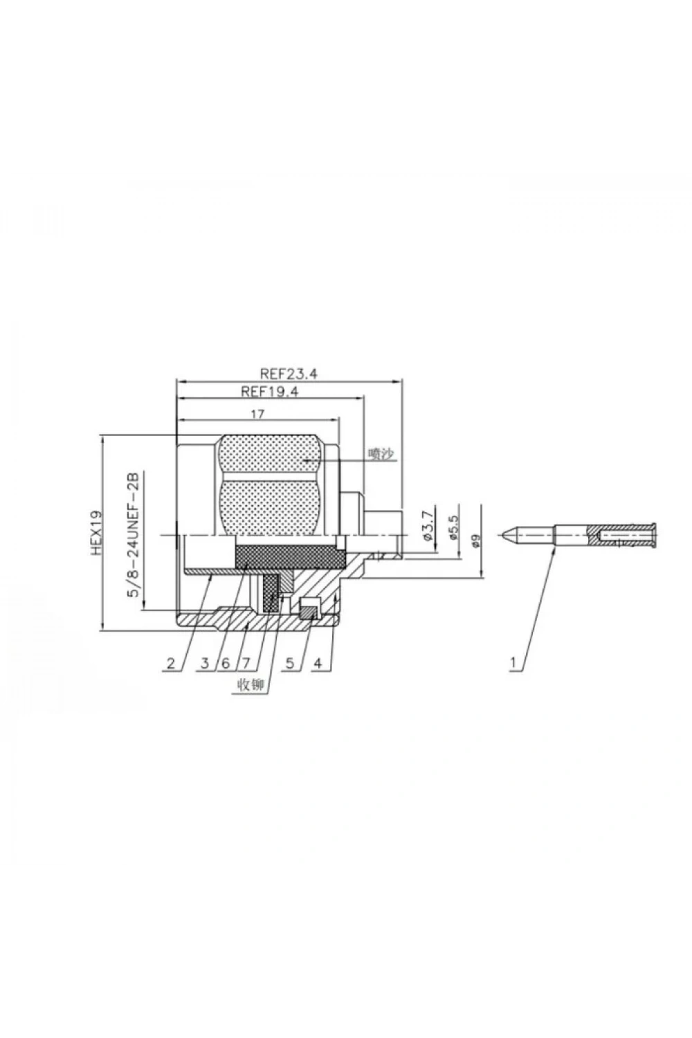 N-JB3 N-Tip Erkek Coaxial Konnektör