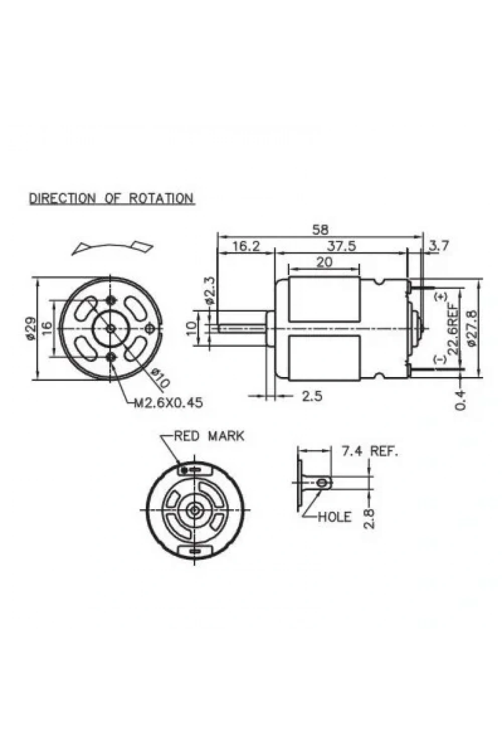 Nichibo 12-24V LP5BFN Redüktörsüz DC Motor