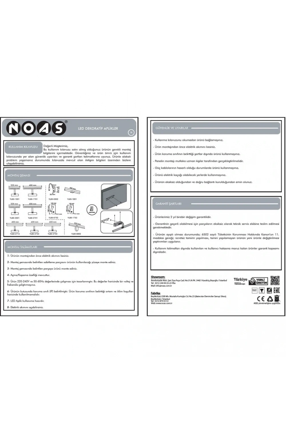 Noas 7W Aplik Barselona Anahtarlı Krom Gün Işığı