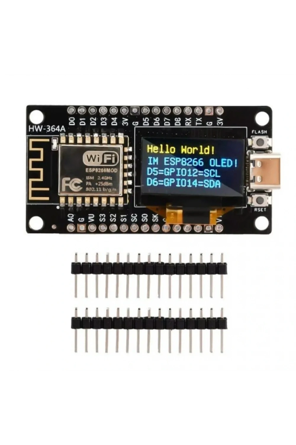NodeMCU ESP8266 0.96 Inch OLED Wifi Geliştirme Modülü Type-C