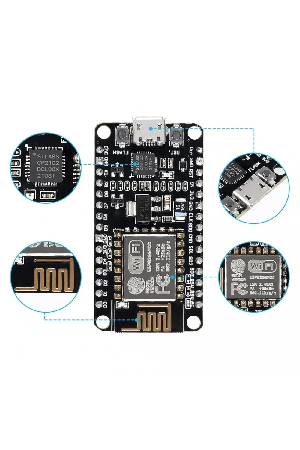 NodeMcu ESP8266 Cp2102 v2.0 Geliştirme Kartı