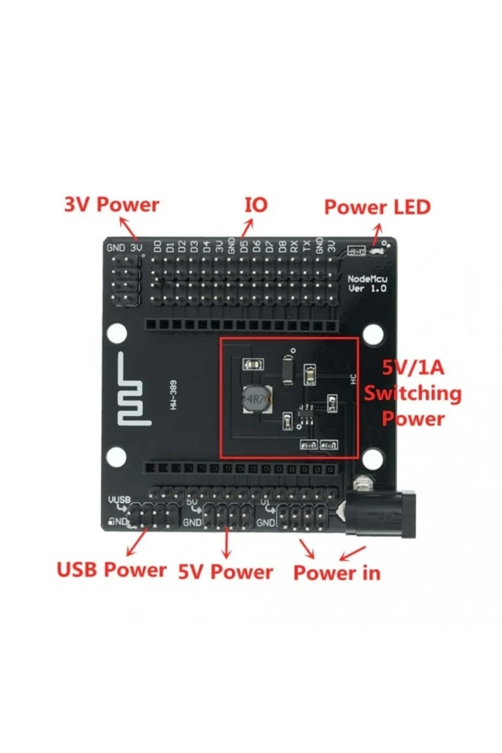 NodeMCU LoLin ESP8266 Base Shield - NodeMCU CH340