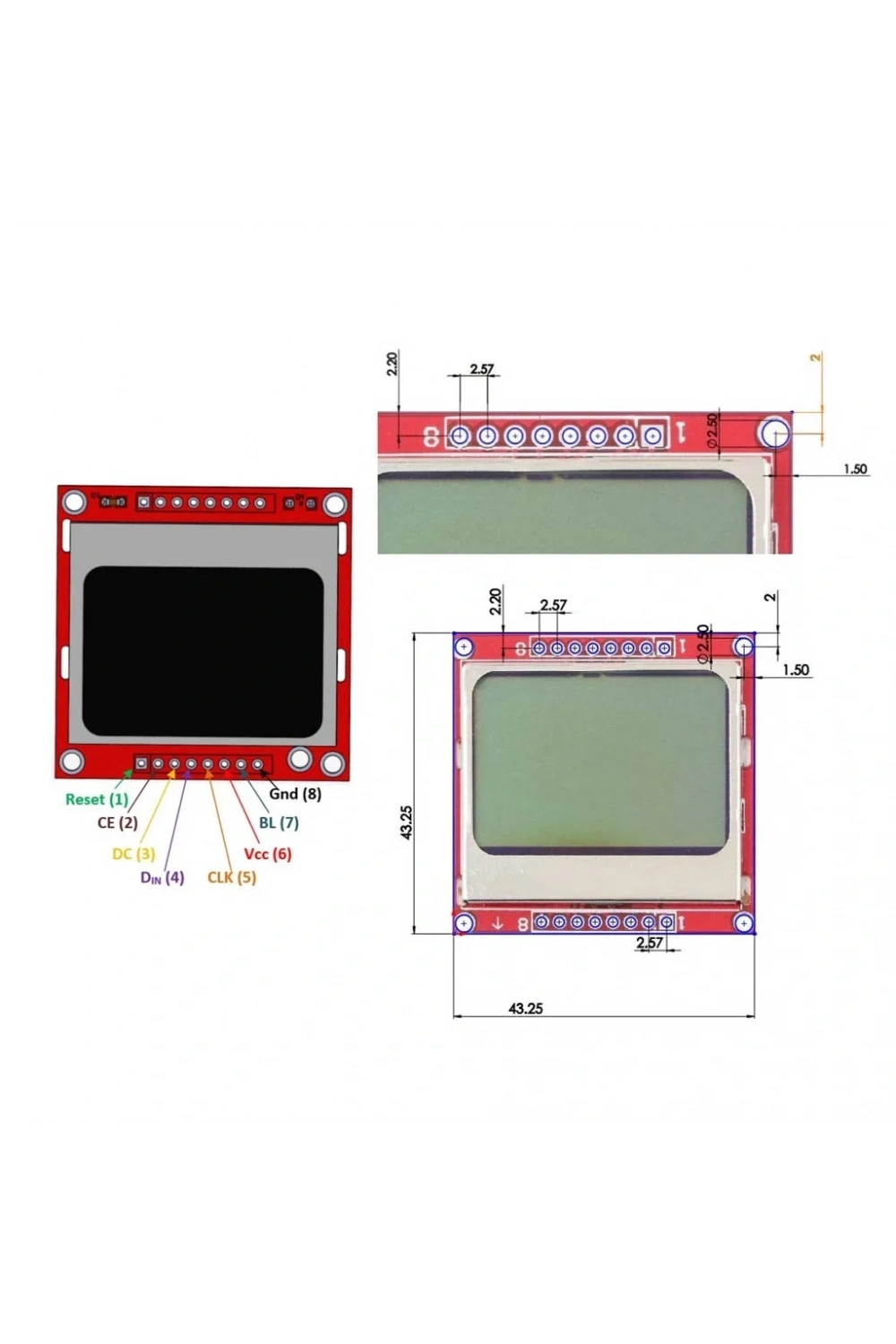 Nokia 5110 LCD Ekran Kırmızı