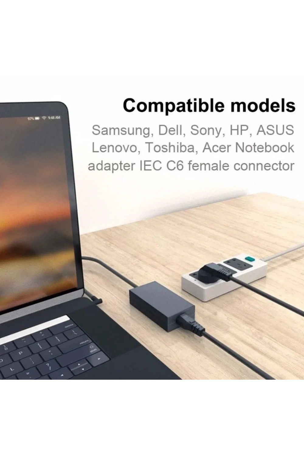 Notebook PC Laptop Güç Power Adaptör Kablosu Yonca Kablo 1.5m