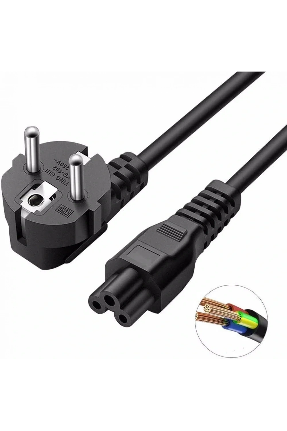 Notebook PC Laptop Güç Power Adaptör Kablosu Yonca Kablo 1.5m