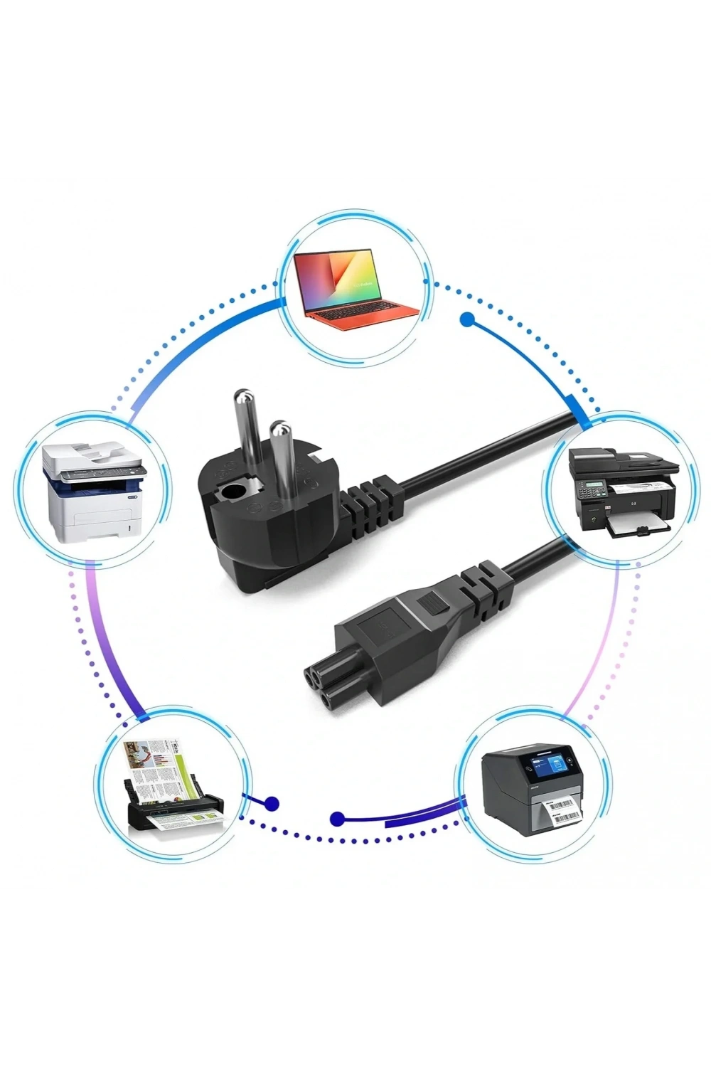 Notebook PC Laptop Güç Power Adaptör Kablosu Yonca Kablo 1.5m