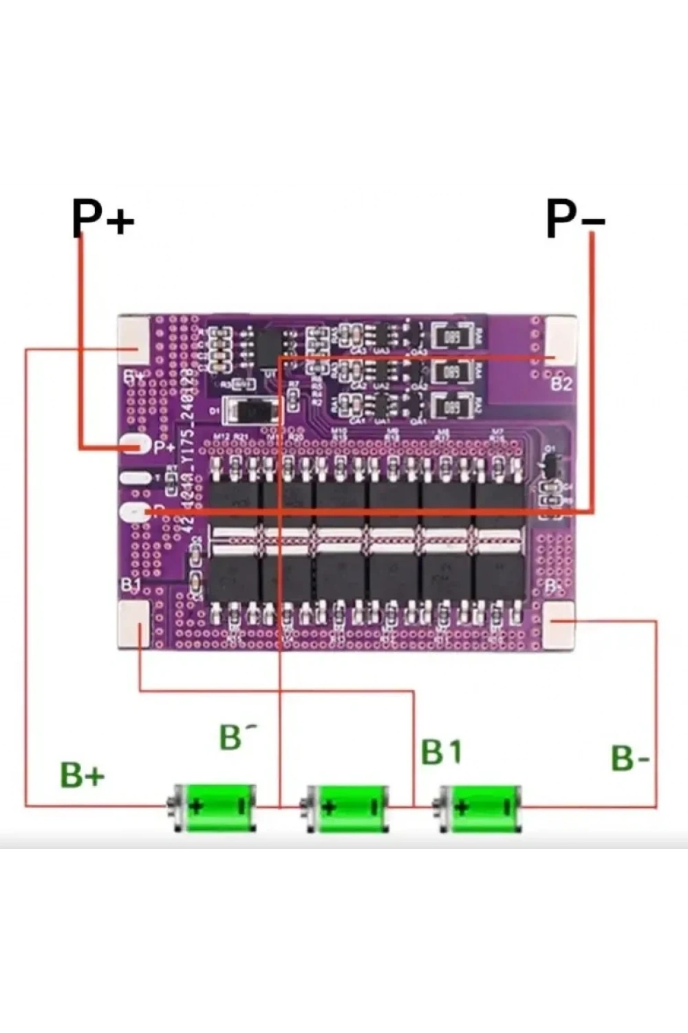OLT 3S 40A 12.6V Balanslı Lityum Batarya BMS (Mor PCB)