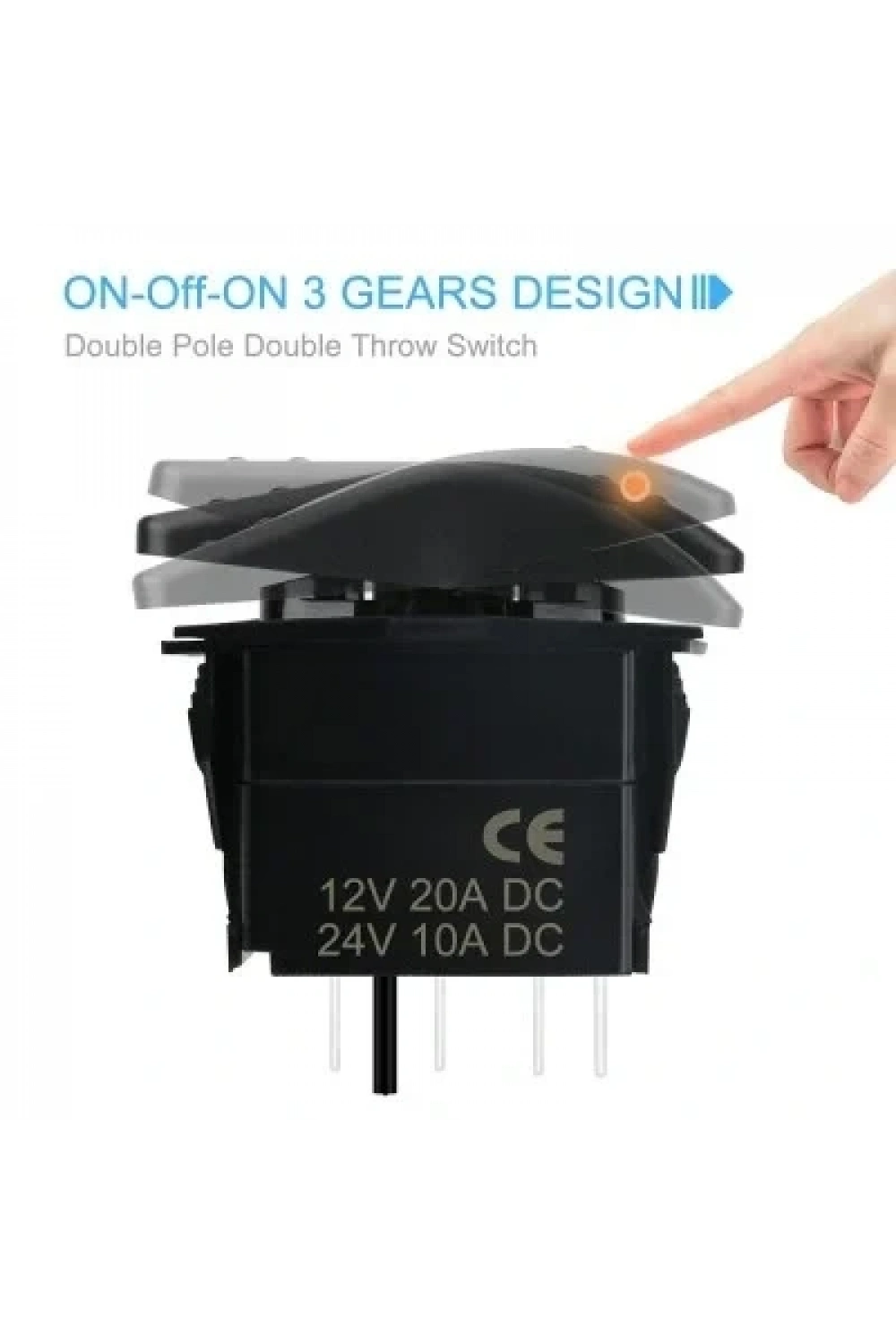 ON-OFF Kırmızı Işıklı Anahtar 5-Pin 12V-24V
