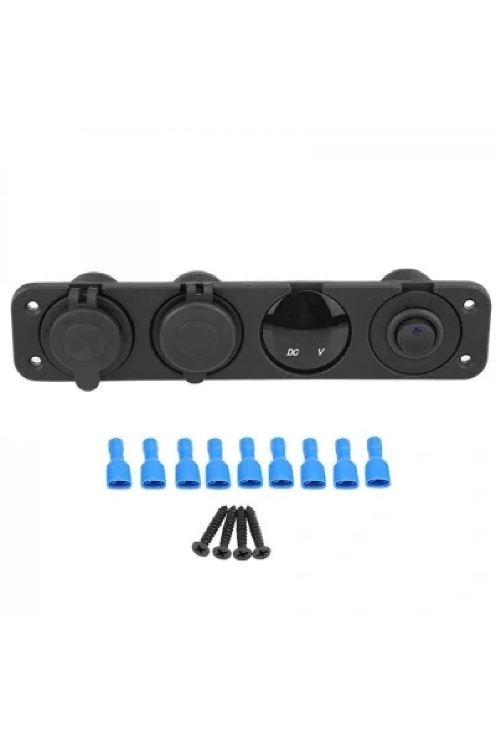 ON-OFF Mavi Nokta Anahtarlı 2x5V USB Çakmaklık ve Voltaj Göstergeli Marine Panel