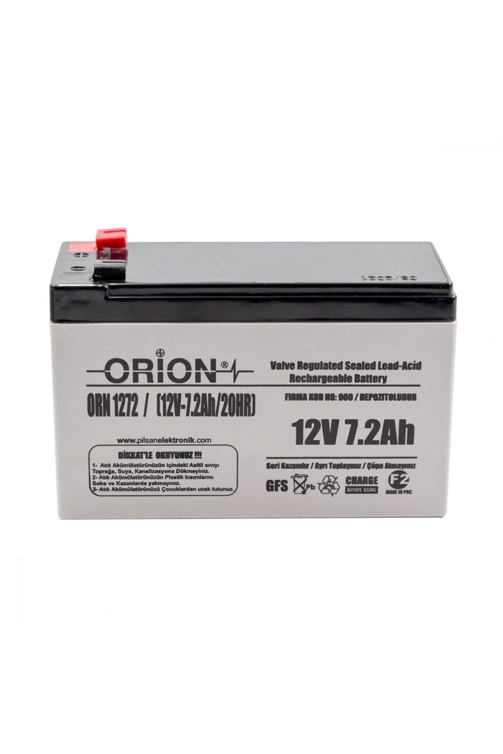 Orion 12V 7.2Ah Bakımsız Kuru Akü - T2 Kalın Soket