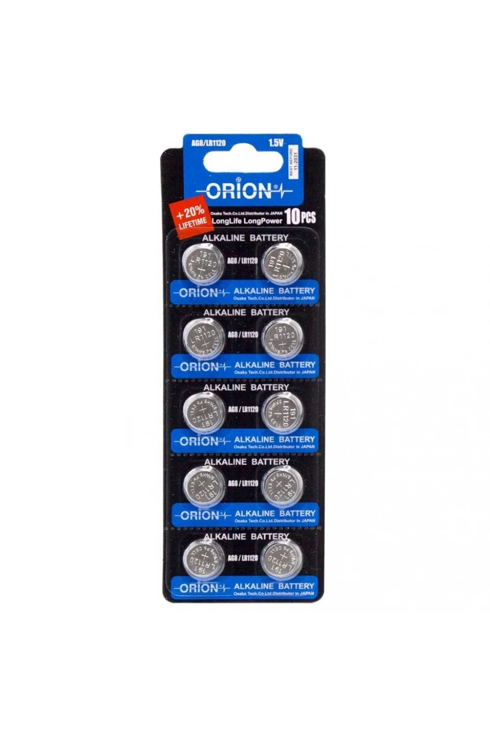 Orion AG8 LR55 LR1120 1.5V Alkalin Pil 10lu Paket