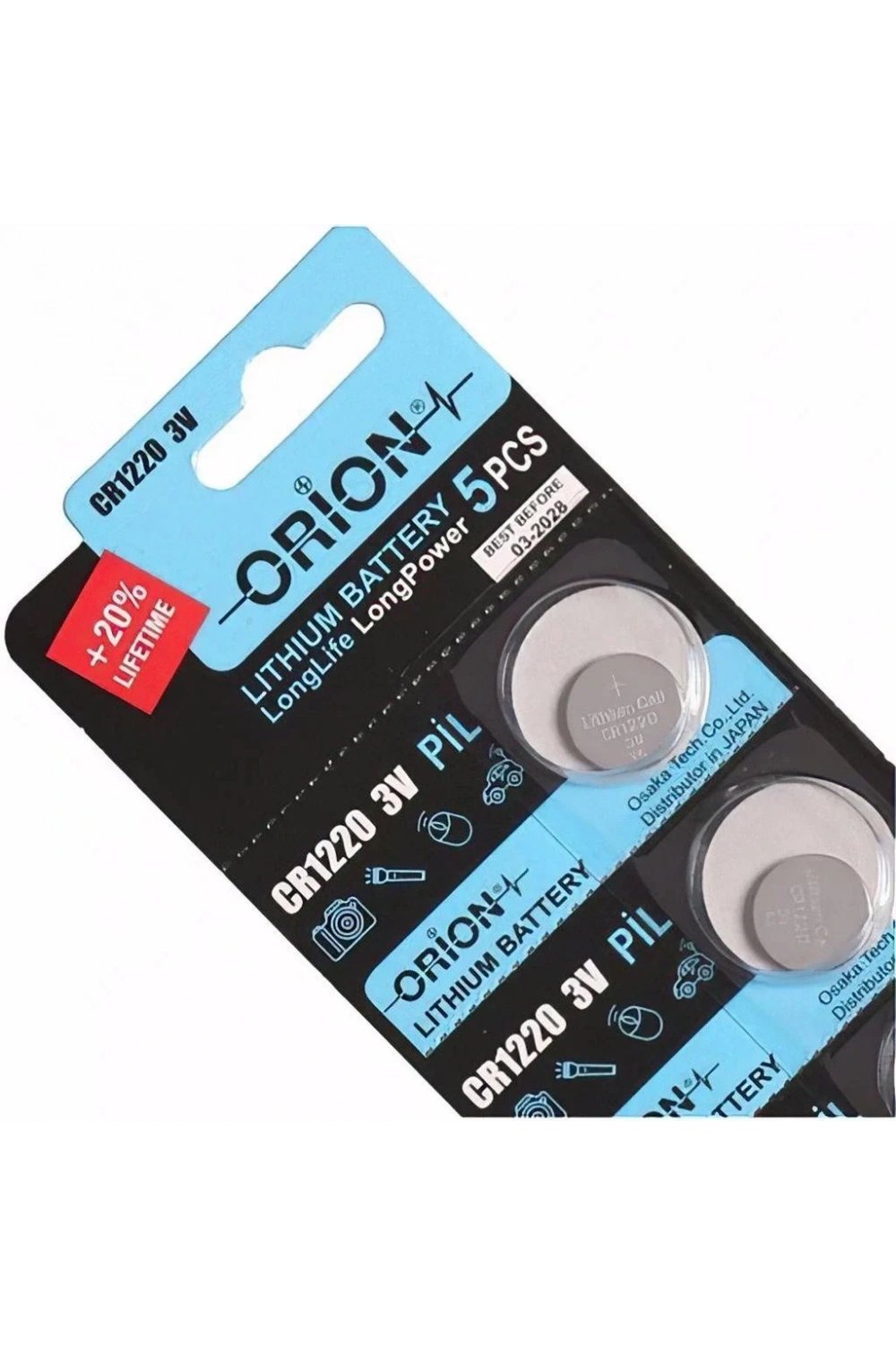Orion CR1220 3V Lityum Düğme Pil 5li Kart Paket