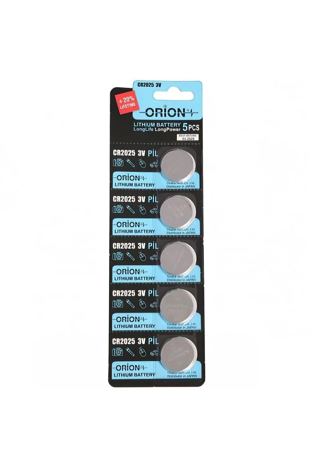 Orion CR2025 3V Lityum Düğme Pil 5li Kart Paket