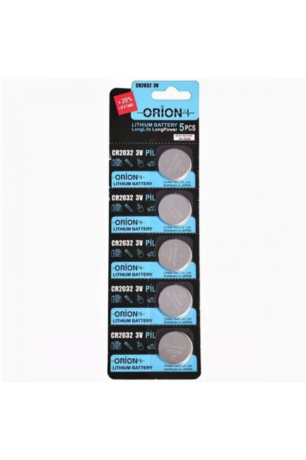 Orion CR2032 3V Lityum Düğme Pil 5li Kart Paket