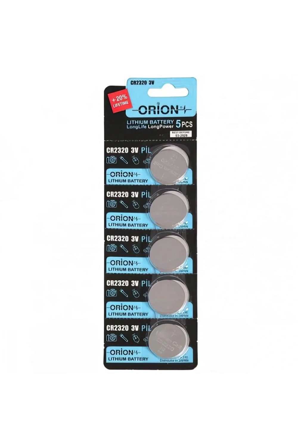 Orion CR2320 3V Lityum Düğme Pil 5li Kart Paket