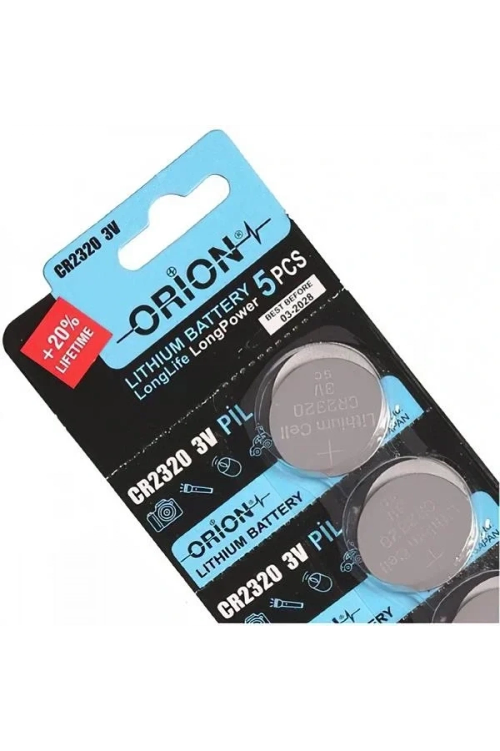 Orion CR2320 3V Lityum Düğme Pil 5li Kart Paket