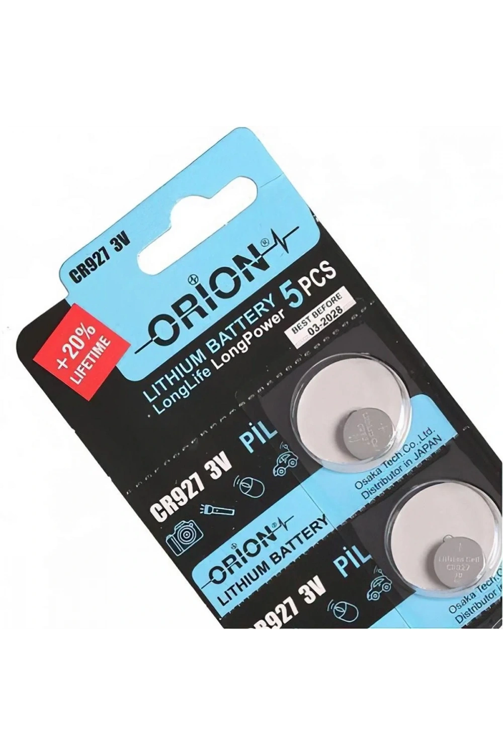 Orion CR927 3V Lityum Pil / CR 927 3V Düğme Pil 5li Kart Paket