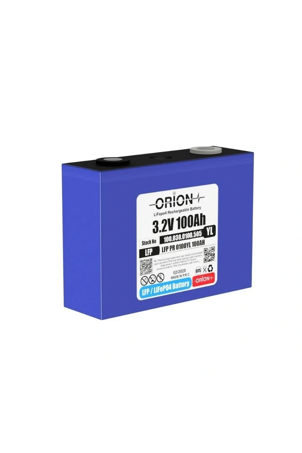 Orion LiFePO4 3.2V 100YL 100AH Prizmatik Pil