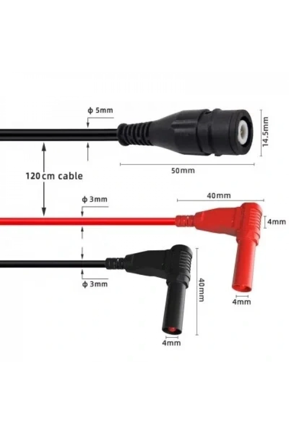 P1207 BNC Erkek - 4mm Banana Dönüştürücü Osiloskop Kablosu - 120cm