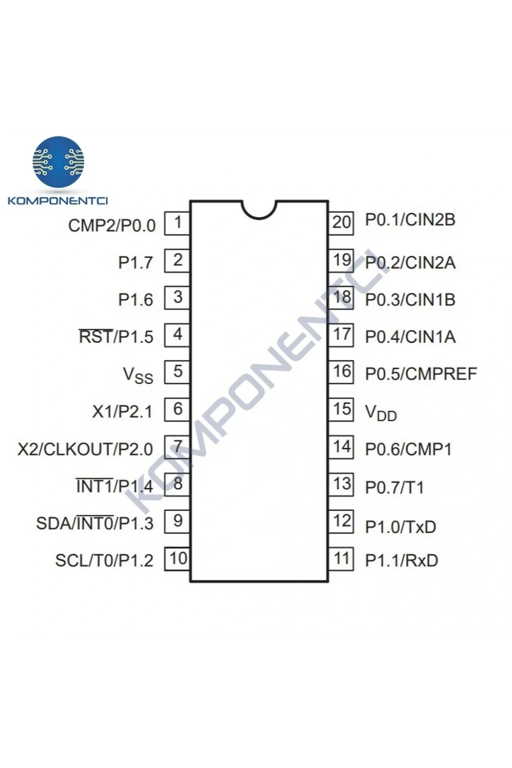 P87LPC764BN 8-Bit 20MHz Mikrodenetleyici Dip-20