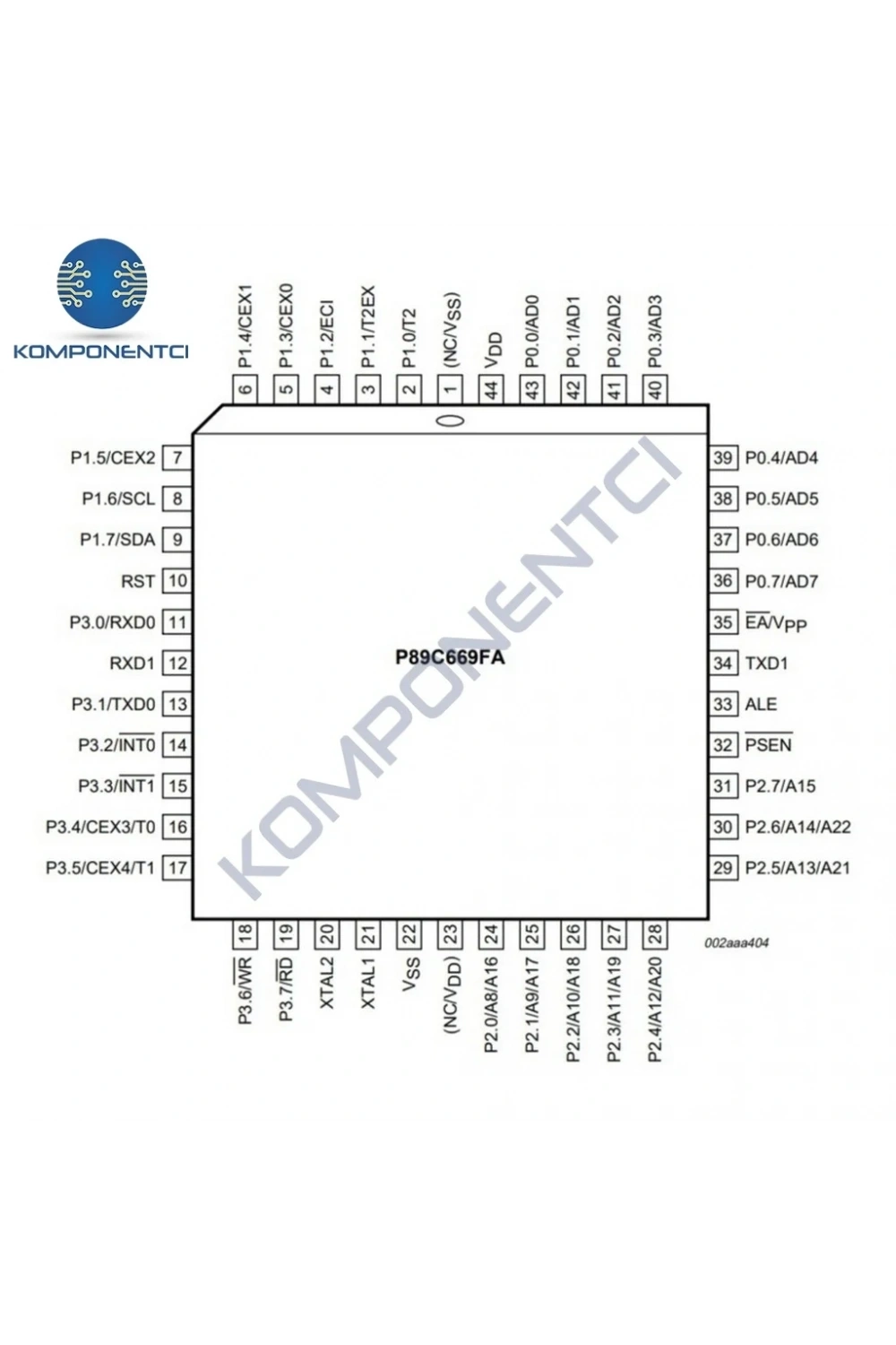 P89C669FA 8Bit 24Mhz 96Kb Flash Mikrodenetleyici PLCC44