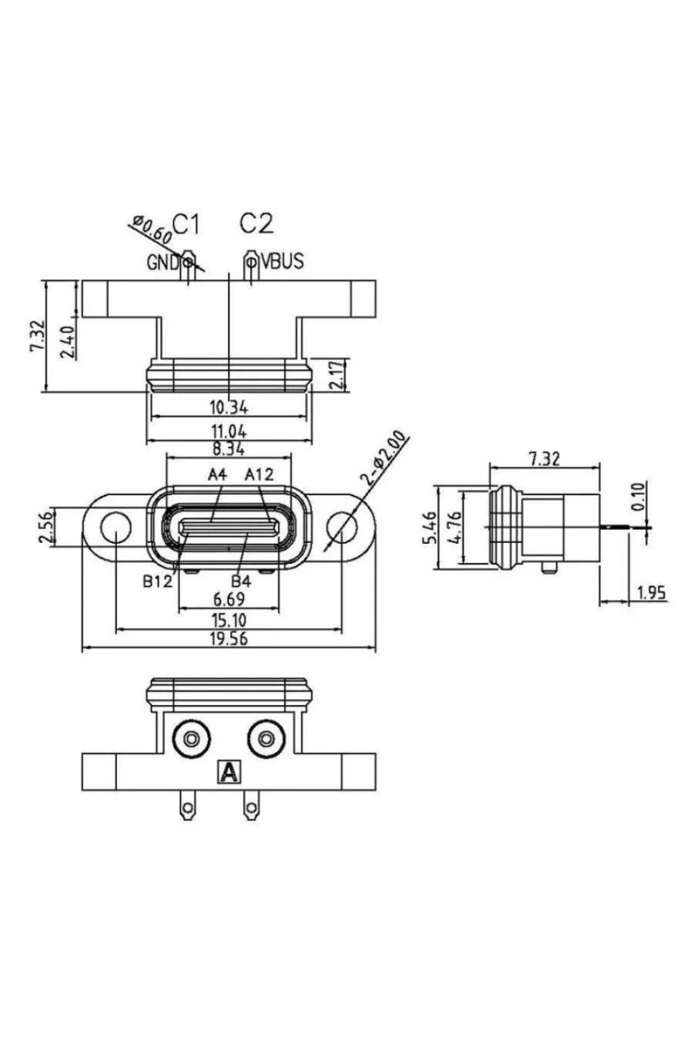 Panel Tipi Dişi Type-C Soket 3.1