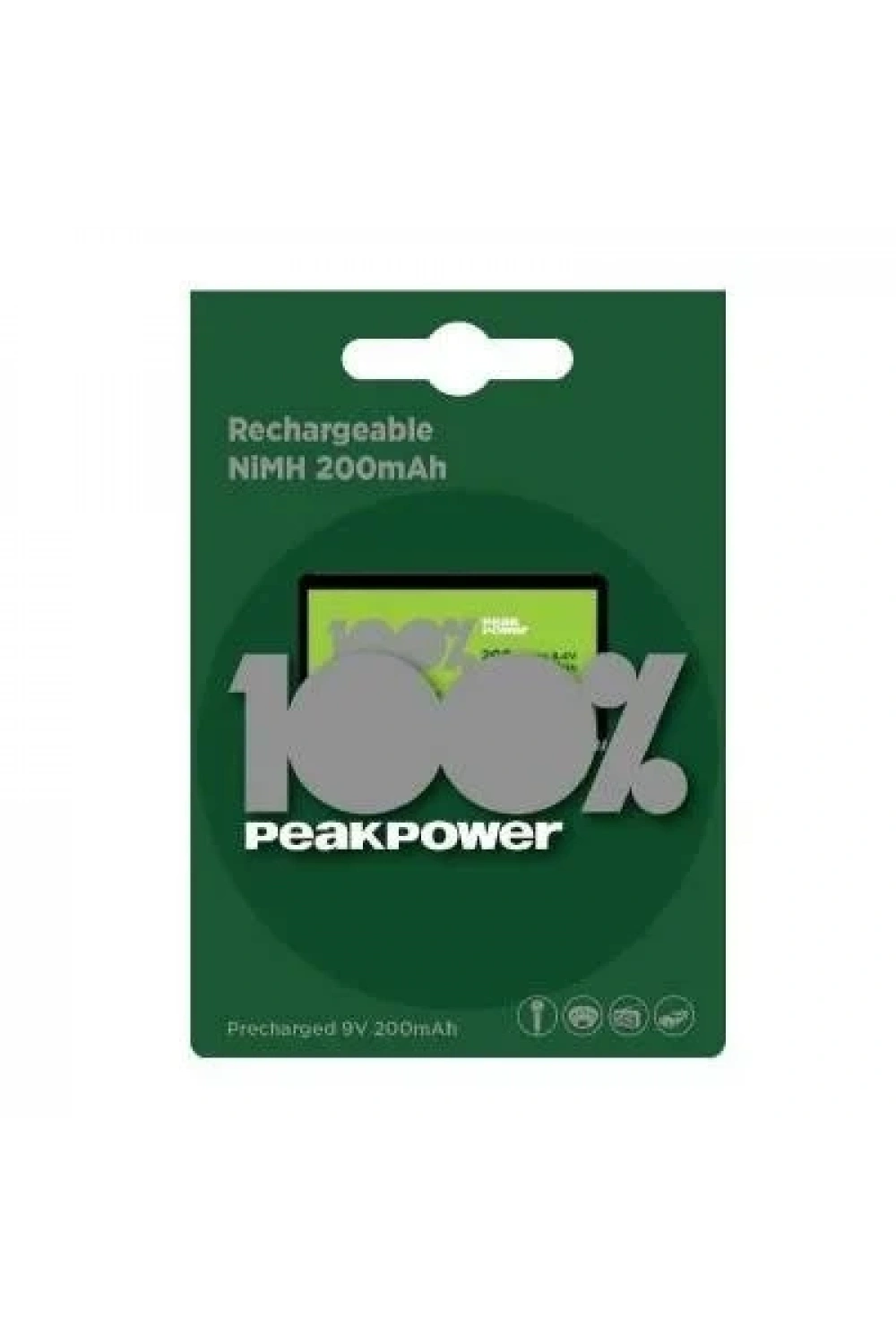 PeakPower 200mAh 9V Şarj Edilebilir Pil