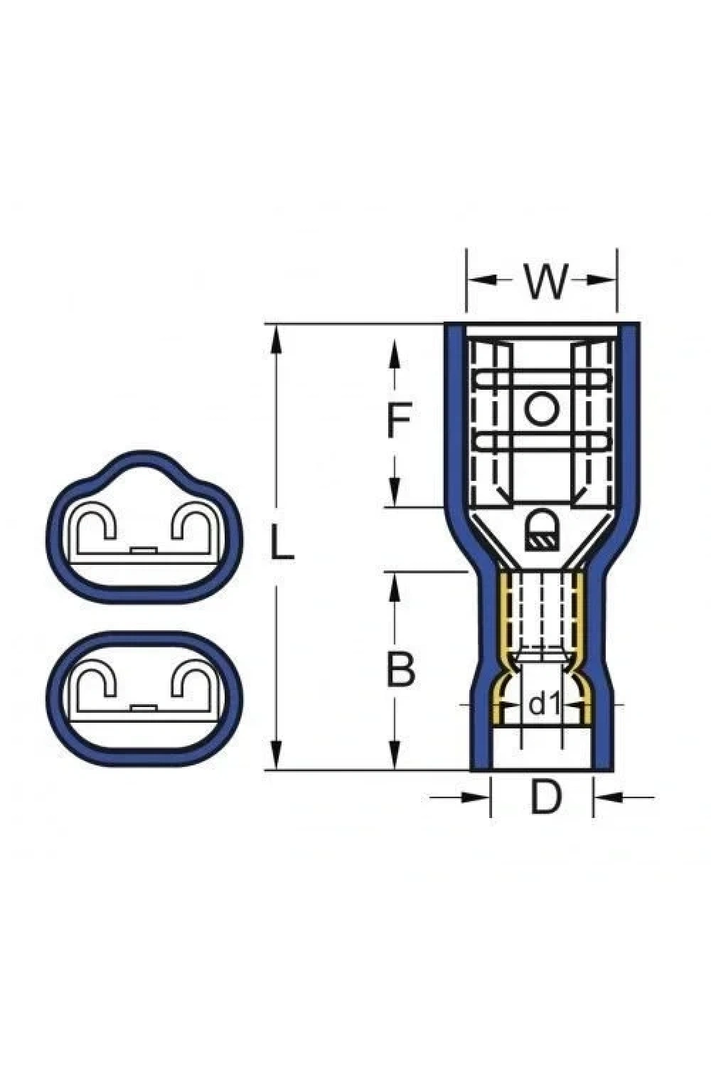 PFD - 5638 4.0-6.0mm2 Tam İzoleli Polyamid Dişi Faston Kablo Ucu Sarı - 100 Adet