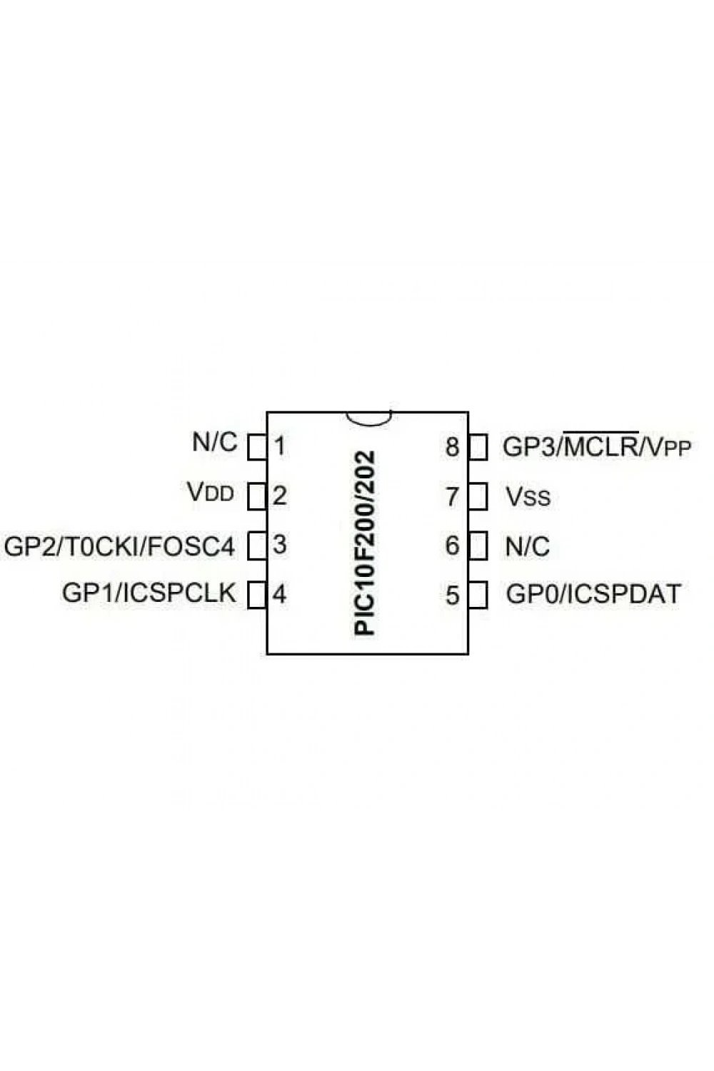 PIC10F200-I/P DIP-8 4MHz Mikrodenetleyici