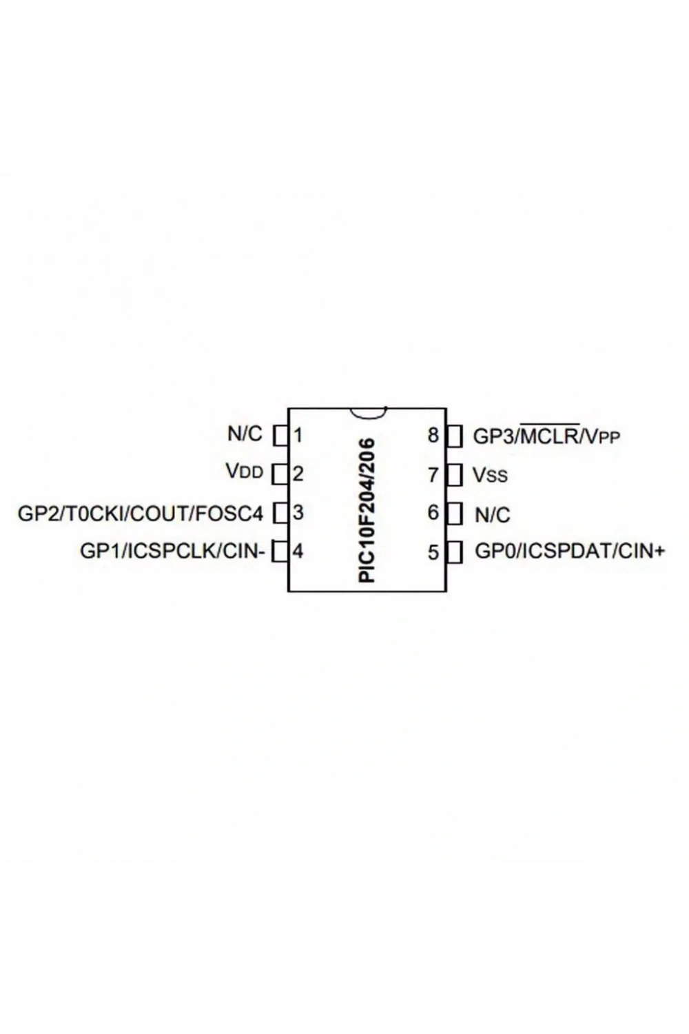 PIC10F206T I/OT SMD SOT-23 8-Bit 4MHz Mikrodenetleyici