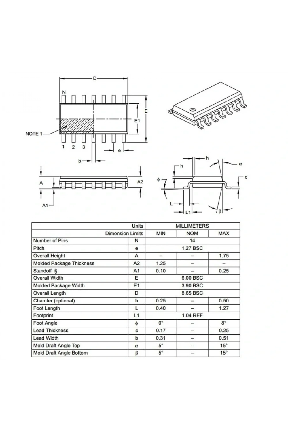 PIC16F1825 I/SL SMD SOIC-14 8-Bit 32MHz Mikrodenetleyici