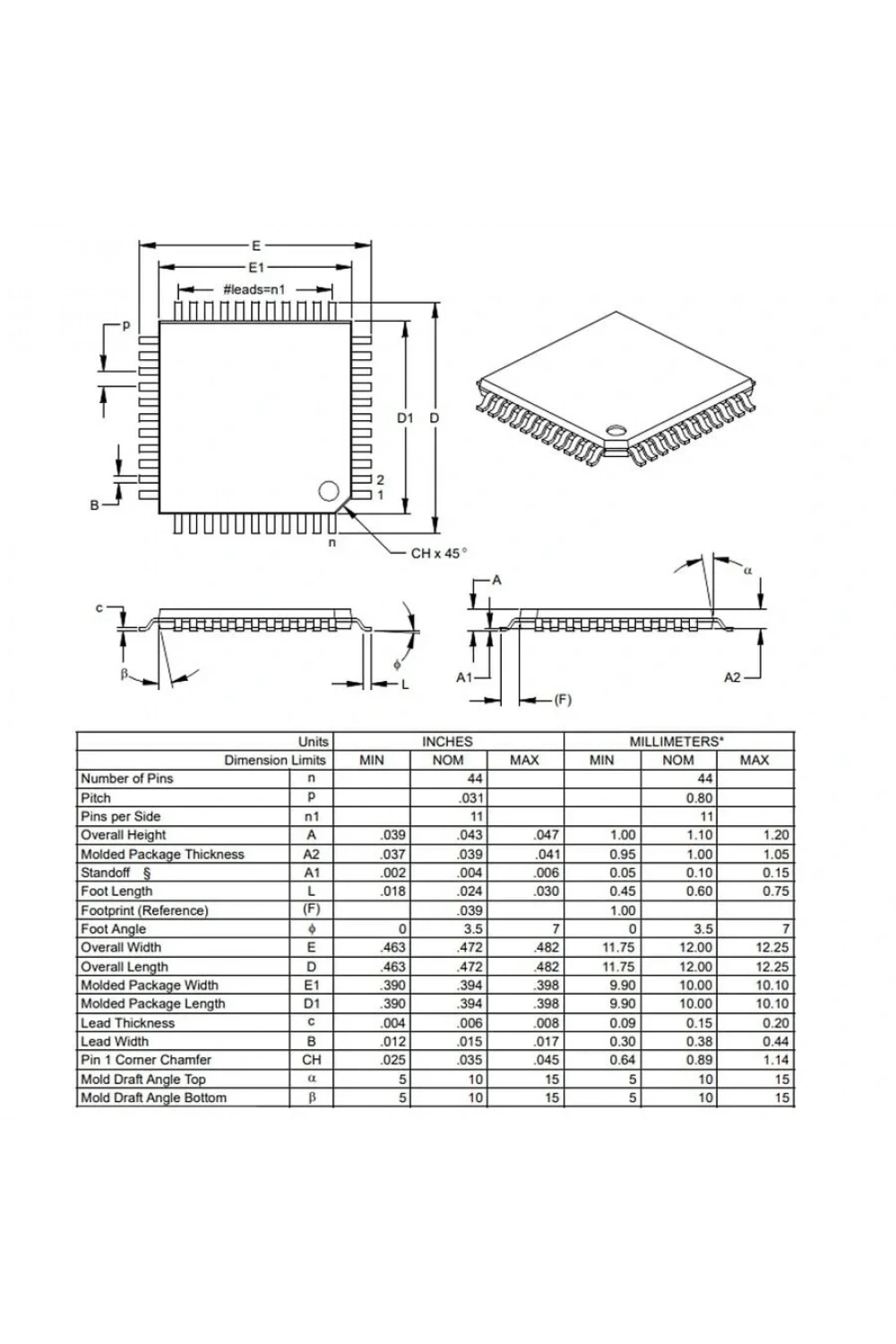 PIC16F877A I/PT SMD TQFP-44 8-Bit 20 MHz Mikrodenetleyici