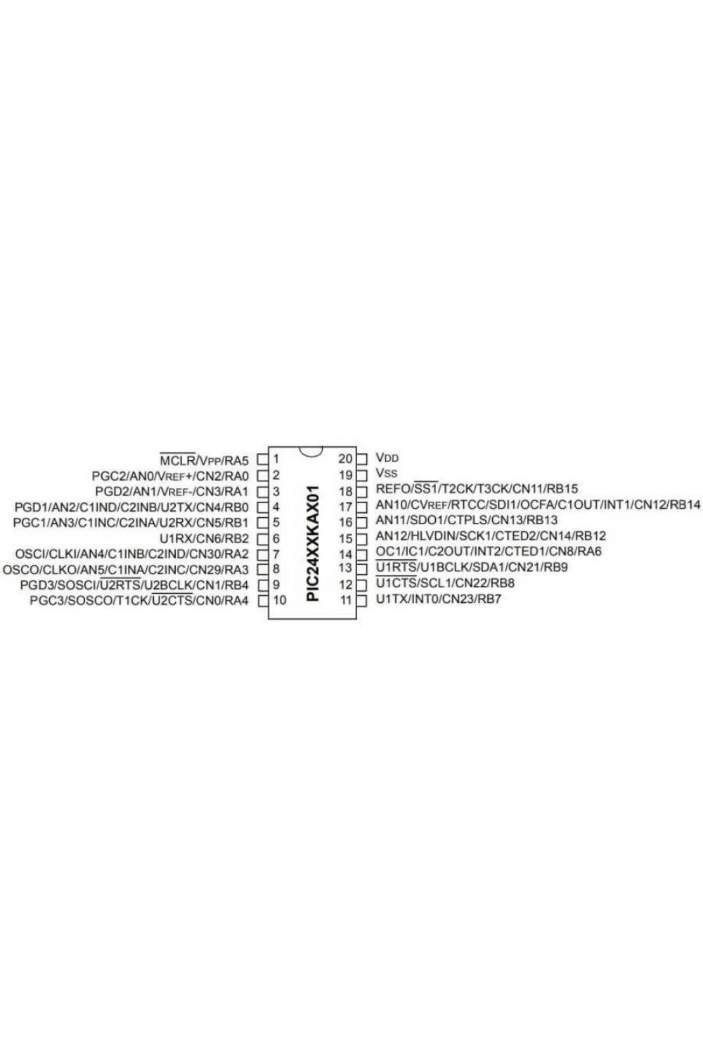 PIC24F08KA101-I/P PDIP-20 32MHz Mikrodenetleyici