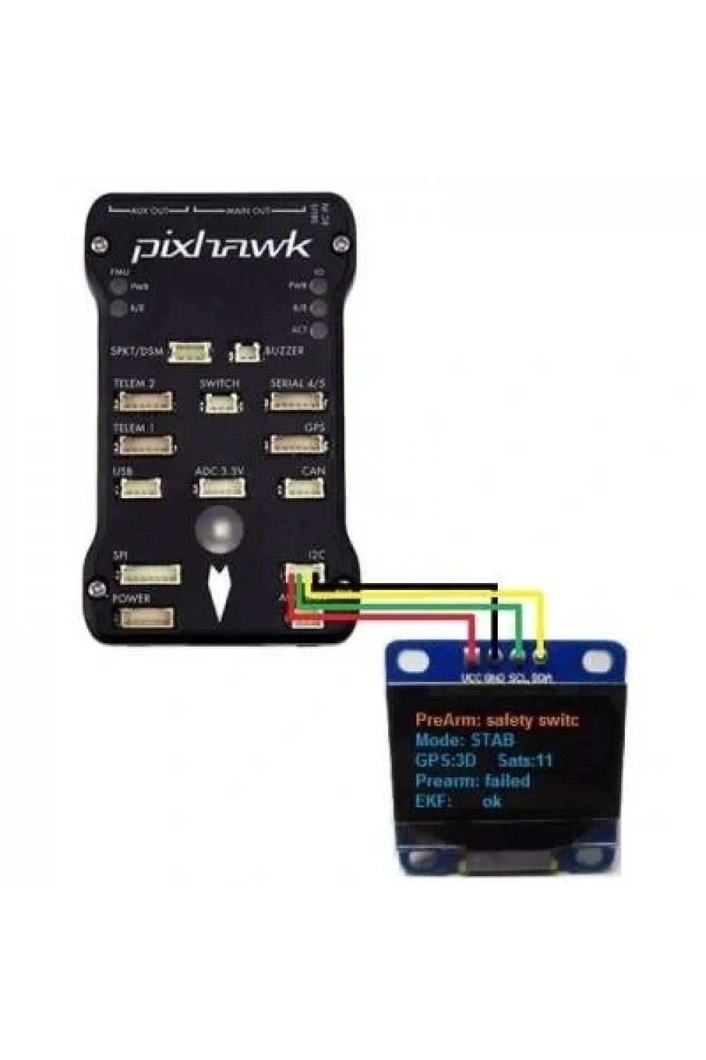 Pixhawk Uyumlu Oled Ekran 0.96 I2C 128x64