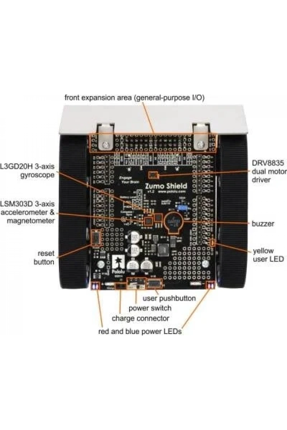 Pololu Zumo Robot Arduino Uyumlu v1.2 (75: 1 HP Motor)