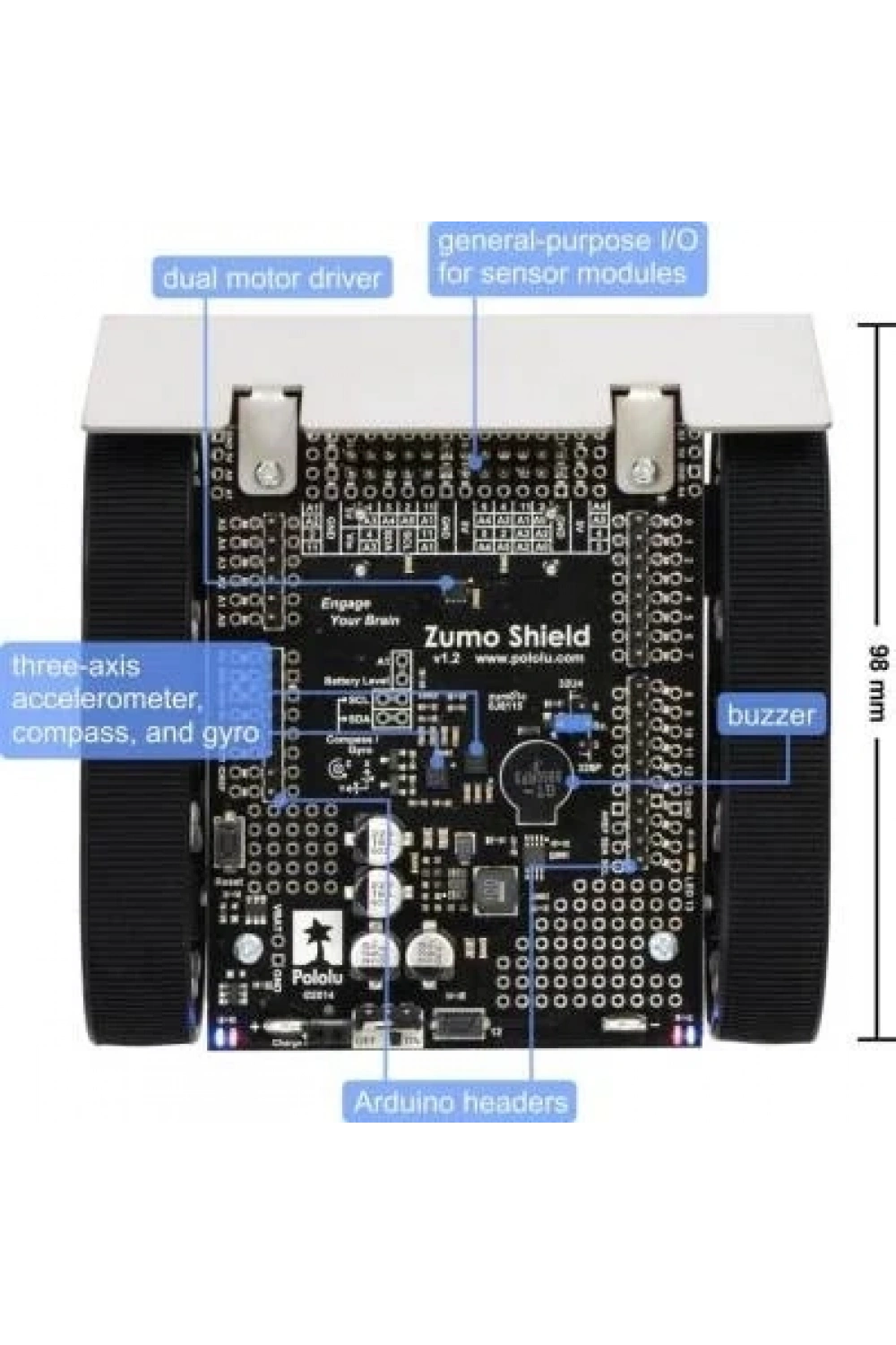 Pololu Zumo Robot Arduino Uyumlu v1.2 (75: 1 HP Motor)