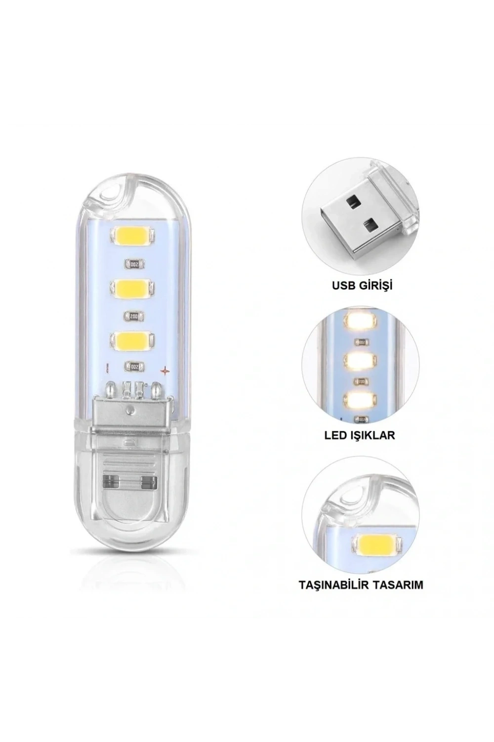 Portatif Mini Usb Led Işık Gece Okuma Kamp Lambası