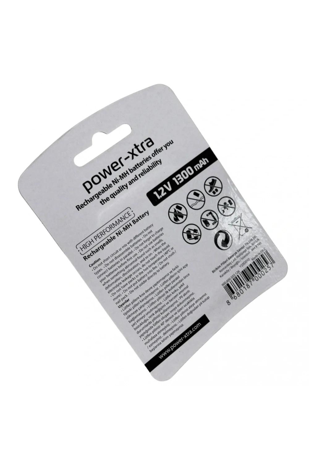 Power-Xtra AA 1300mAh 1.2V Ni-Mh Şarj Edilebilir Pil - 2li Blister