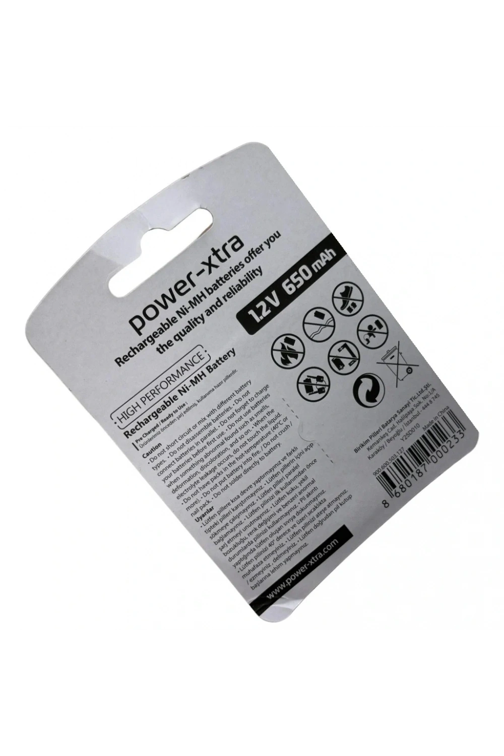 Power-Xtra AAA 650mAh 1.2V Ni-Mh Şarj Edilebilir Pil - 2li Blister