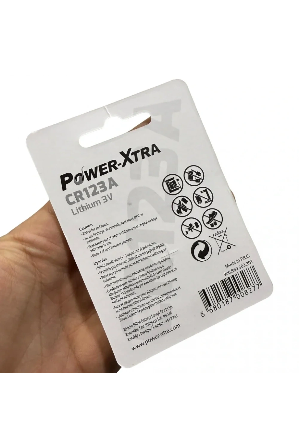 Power-Xtra CR123A Lithium Pil - Tekli Blister
